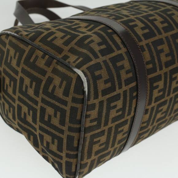 FENDI Zucca Canvas Hand Bag Brown Black Auth 36763 - Picture 14 of 16